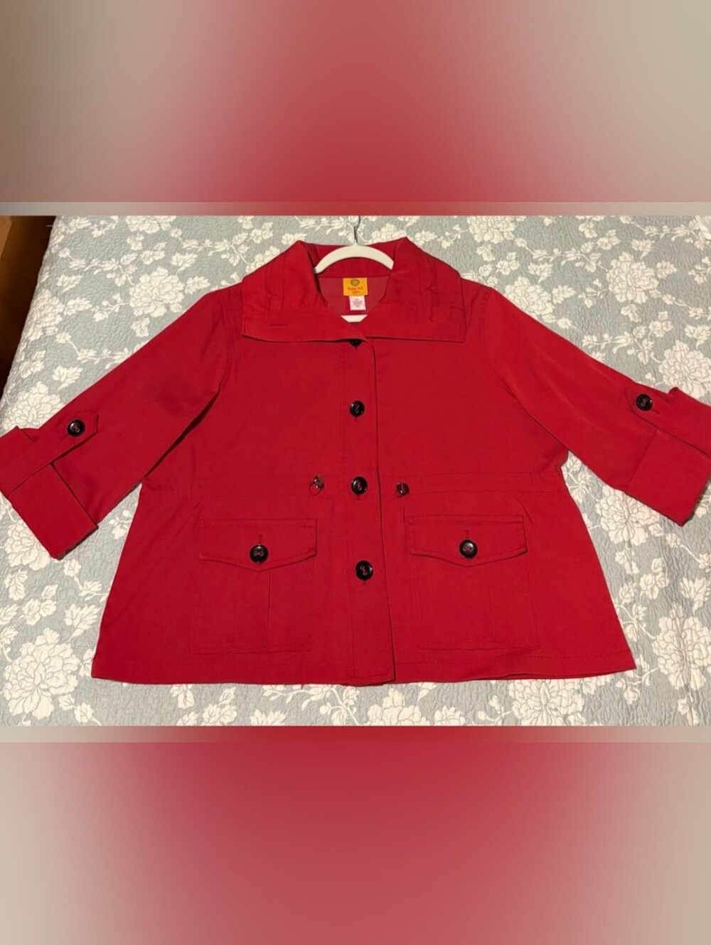 Ruby Rd. Vibrant Red Lightweight Utility Jacket. Size 16P - Picture 5 of 7